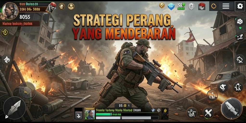 Tampilan gameplay mendebarkan dengan strategi pertempuran yang intens.