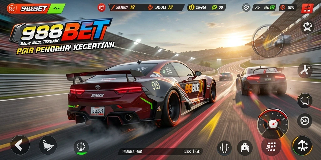 Tampilan utama gameplay balap mobil yang seru dalam 988BET.
