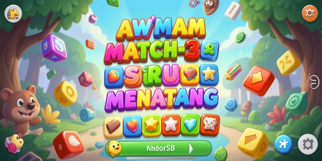 Tampilan gameplay Match-3 yang seru dan penuh warna.