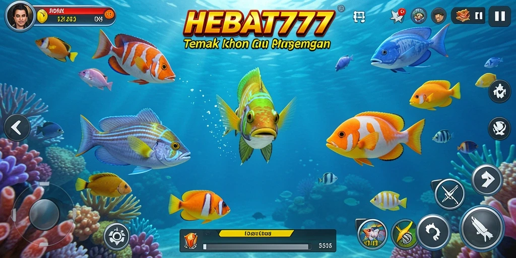 Tampilan gameplay HEBAT777 yang menarik dengan ikan beragam dan senjata hebat.