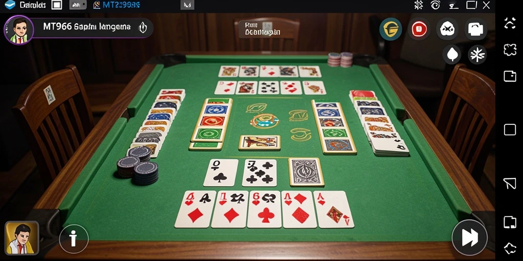 Screenshot utama MT966 menampilkan keseruan gameplay Gaple.
