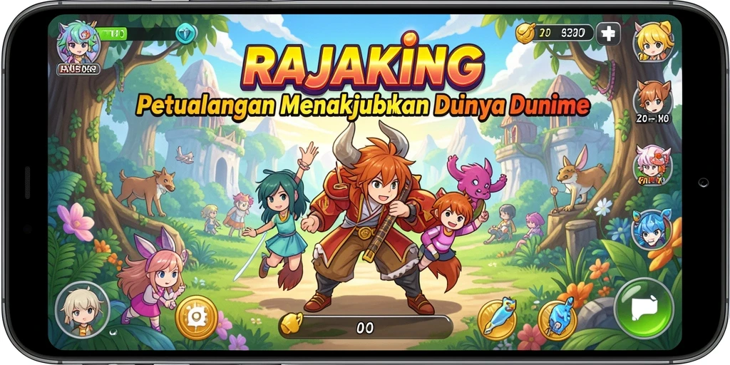Screenshot gameplay RAJAKING menampilkan pertarungan karakter anime yang menarik.