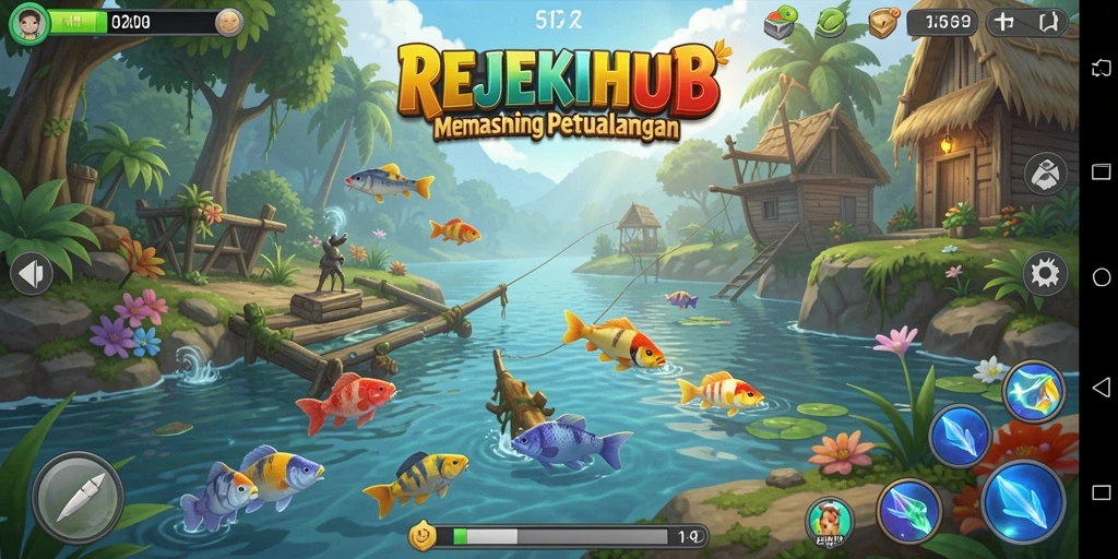 Tampilan gameplay menegangkan di REJEKIHUB saat menangkap ikan.