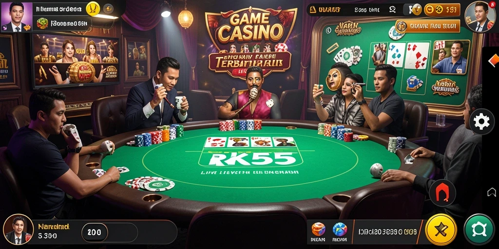 Tampilan gameplay RK55 yang memukau dan interaktif di Live Casino.