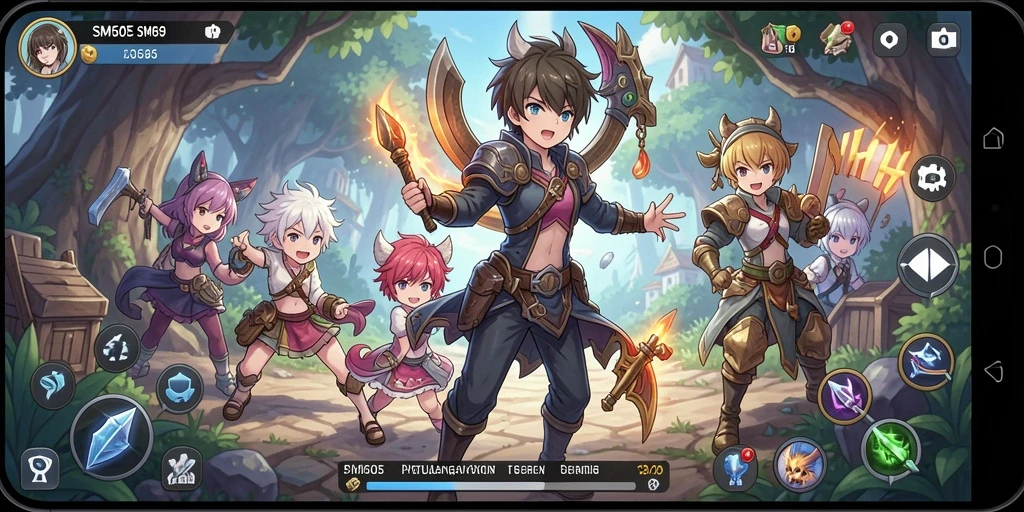 Tampilan menarik dari gameplay SM605 yang penuh warna dan aksi.