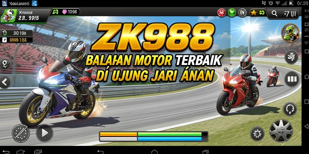 Gameplay seru di ZK988 dengan aksi balap motor.